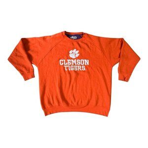 Clemson Tigers Sweatshirt XL Orange Crewneck Embroidered Logo ES NCAA Preowned